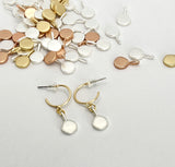 Round drop pendant on hoop stud earrings