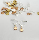 Round drop pendant on hoop stud earrings