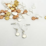 Round drop pendant on hoop stud earrings