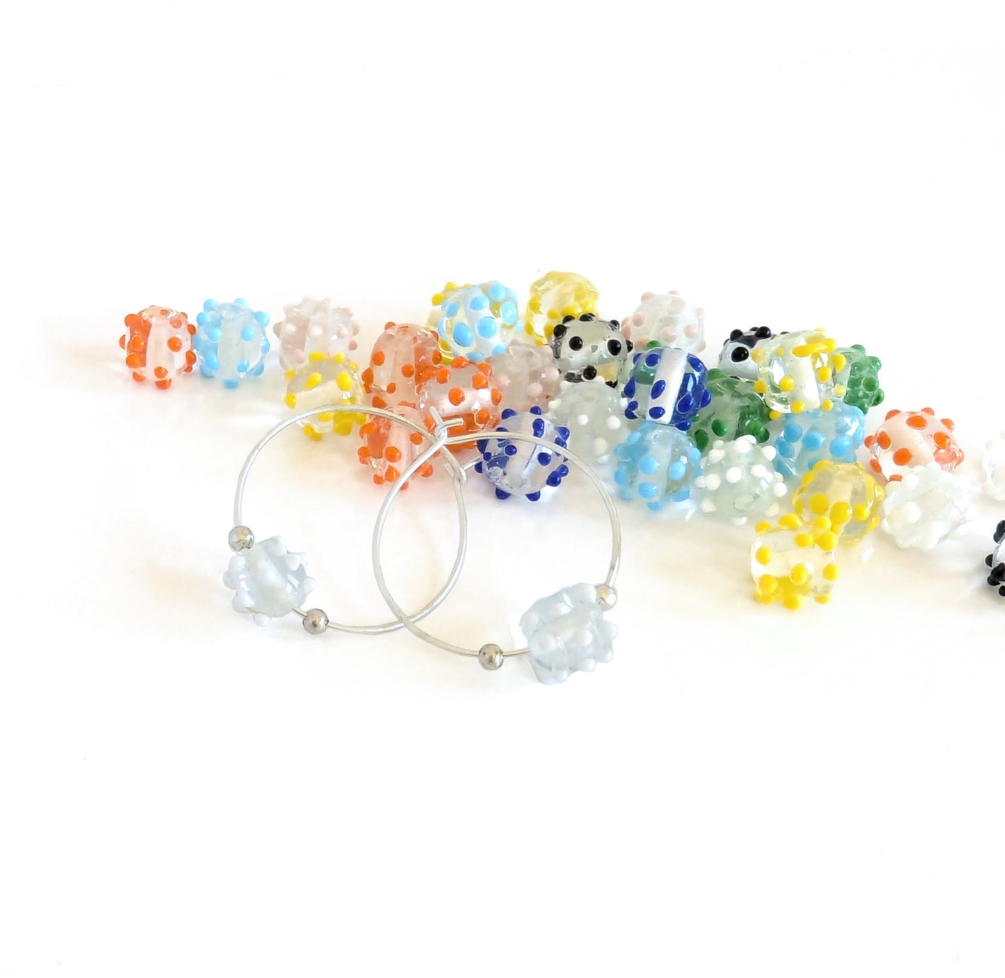 Dotted Glass Hoop Earrings