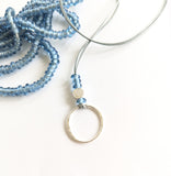 Small Transparent Glass and Hammered Hoop Necklaces