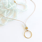 Small Transparent Glass and Hammered Hoop Necklaces