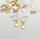 Round drop pendant on hoop stud earrings