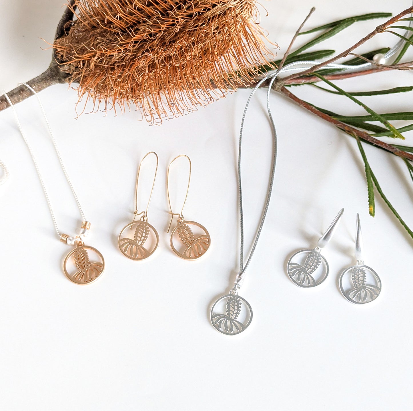 Banksia charm catch back hook earring
