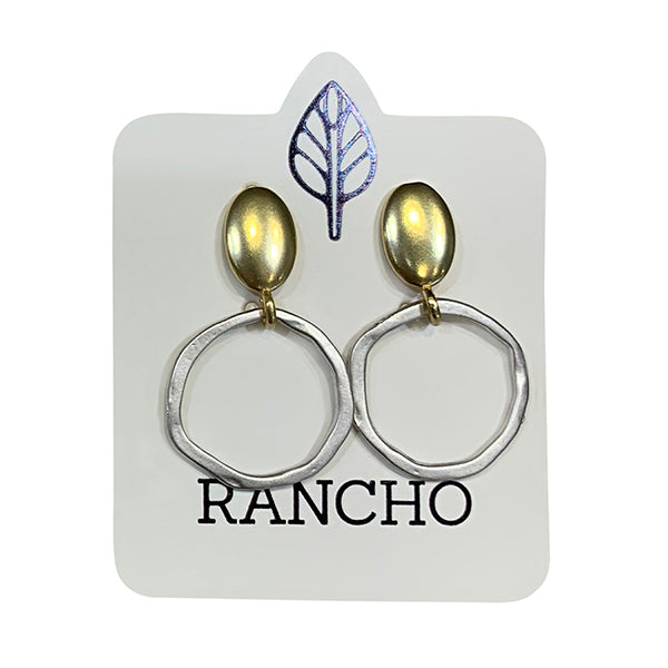 Solid Oval Stud with Flat Ring Earring