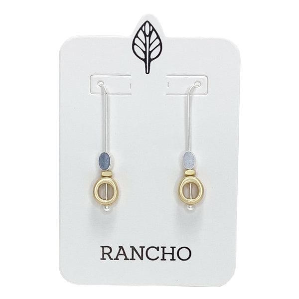 Medium Straight Hook with Hollow Oval and Oval Bead Earring