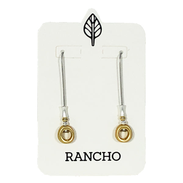 Long Straight Hook with Hollow Oval and Beads Earring