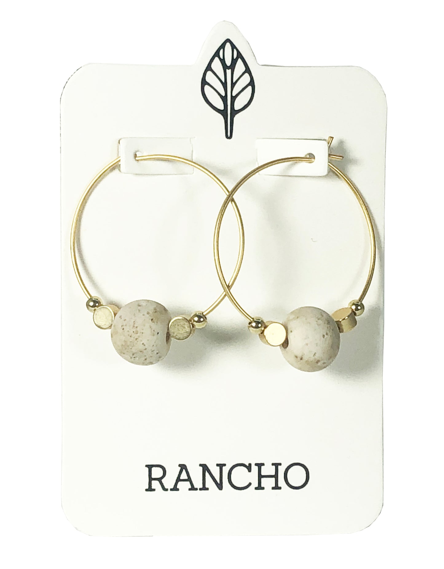 Large Hoop and Stone Bead Earring