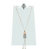 Square Glass Lariat Necklace