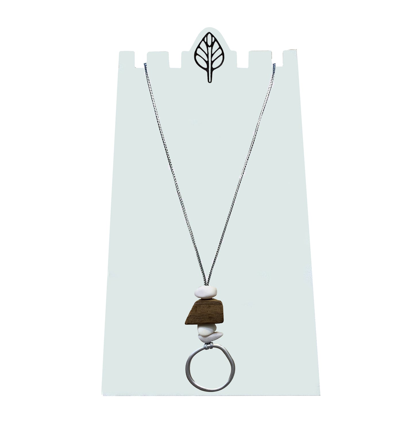 Coloured Geo Wood and Ring Necklace