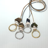 Coloured Geo Wood and Ring Necklace