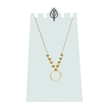 Cube Wood with Glass Bead Necklace