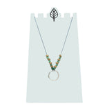 Cube Wood with Glass Bead Necklace