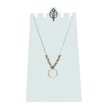 Cube Wood with Glass Bead Necklace