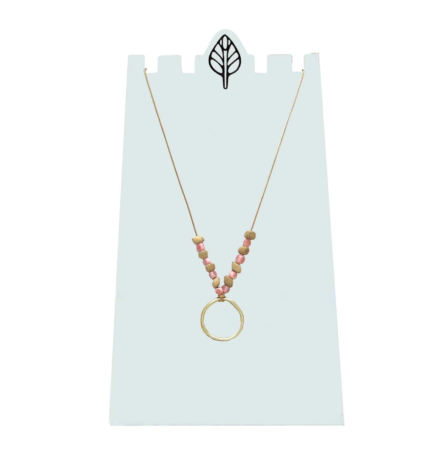 Cube Wood with Glass Bead Necklace