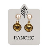 Solid round stud & Circled heart earring