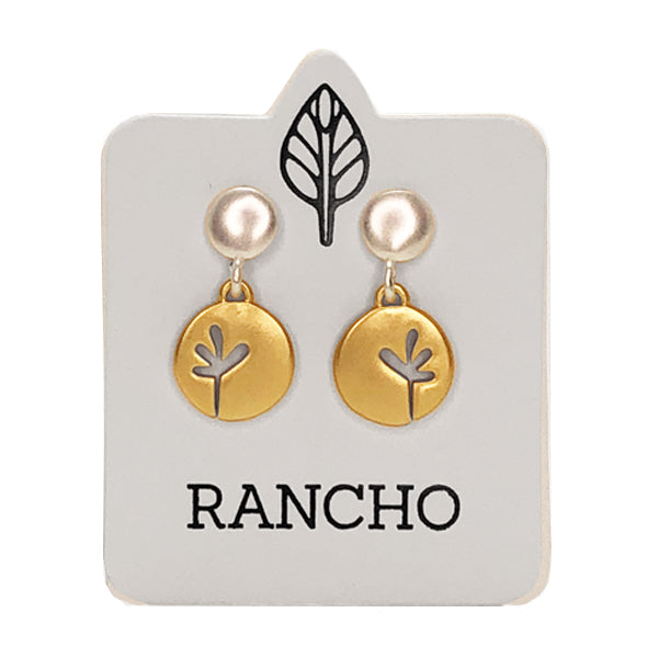 Solid Circle Stud with Small Seedling Discs Earring
