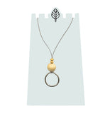 Wood ball and Abacus bead with Large Ring Necklace