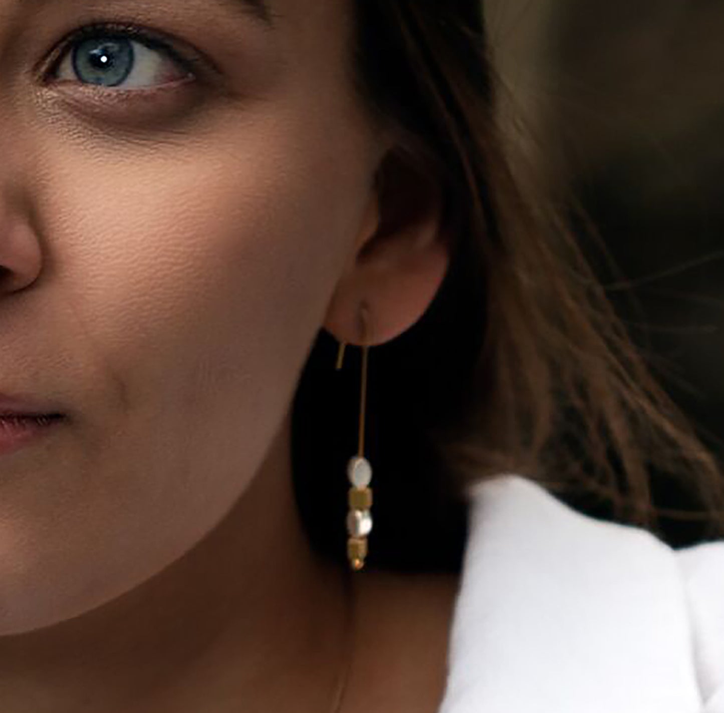Long Straight Hook with Square and Oval Earring