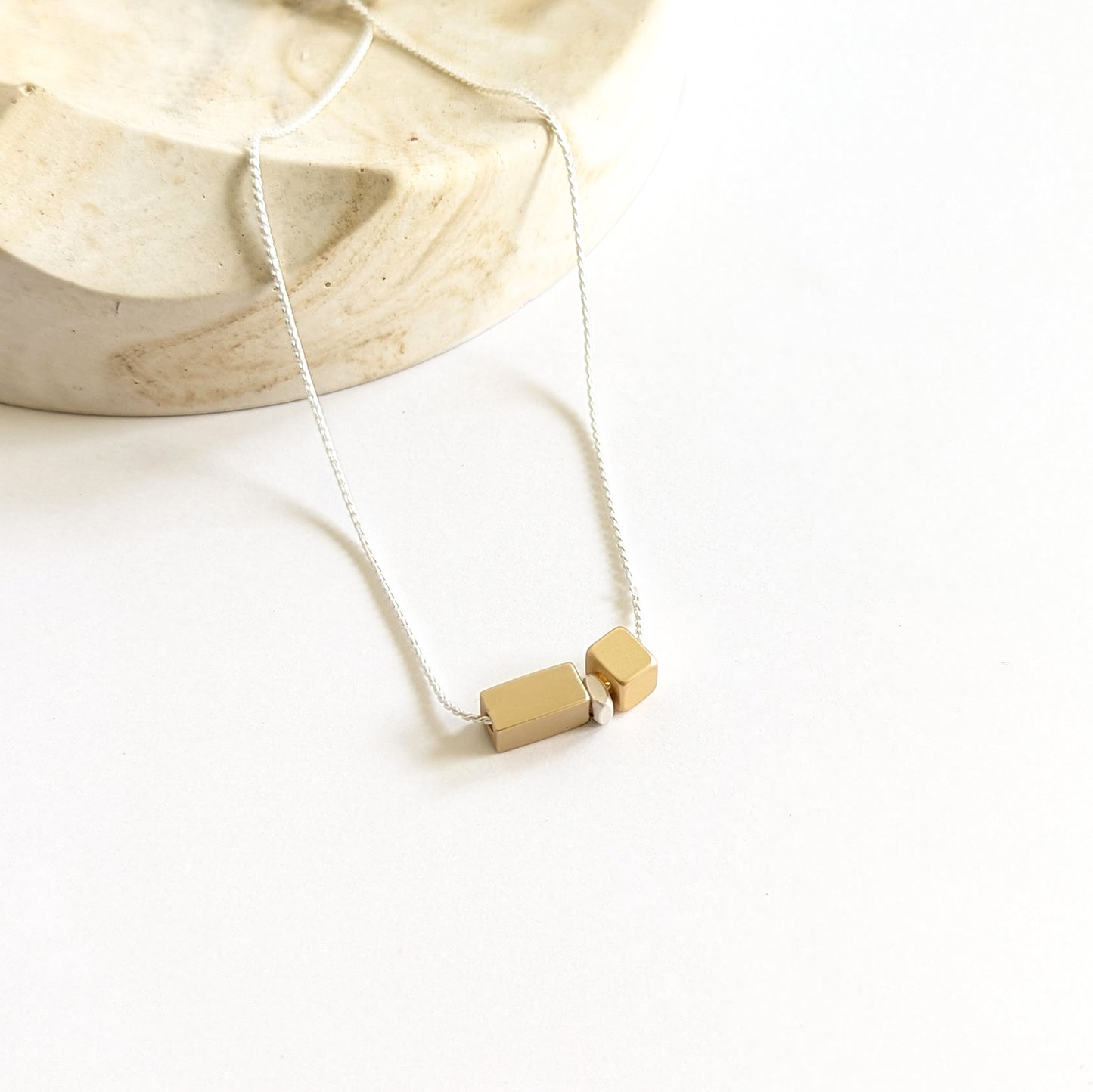 Rectangular block & Cube chain  necklace