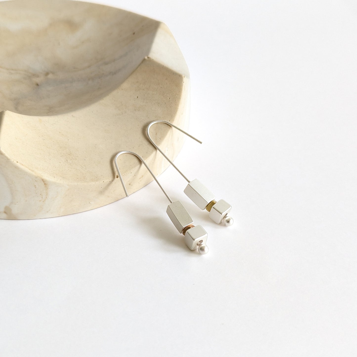 Block and Cube Medium Straight Hook Earring