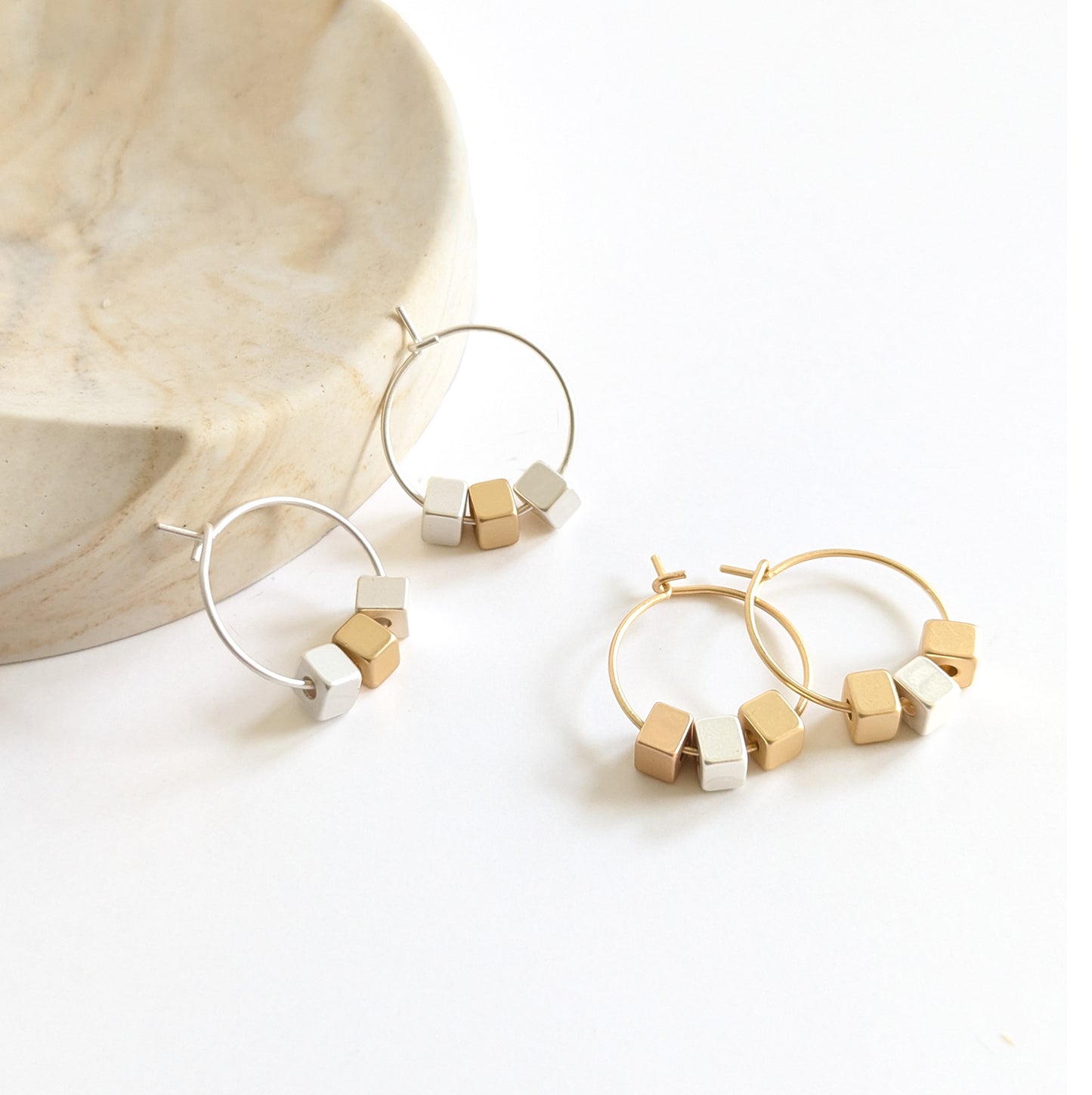 Cube  Hoop Earrings