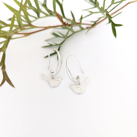 Winged bird on chunky hook earring