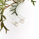 Winged bird on short straight hook earring