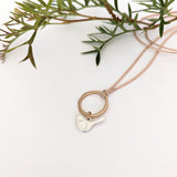 Winged bird flat ring cord necklace