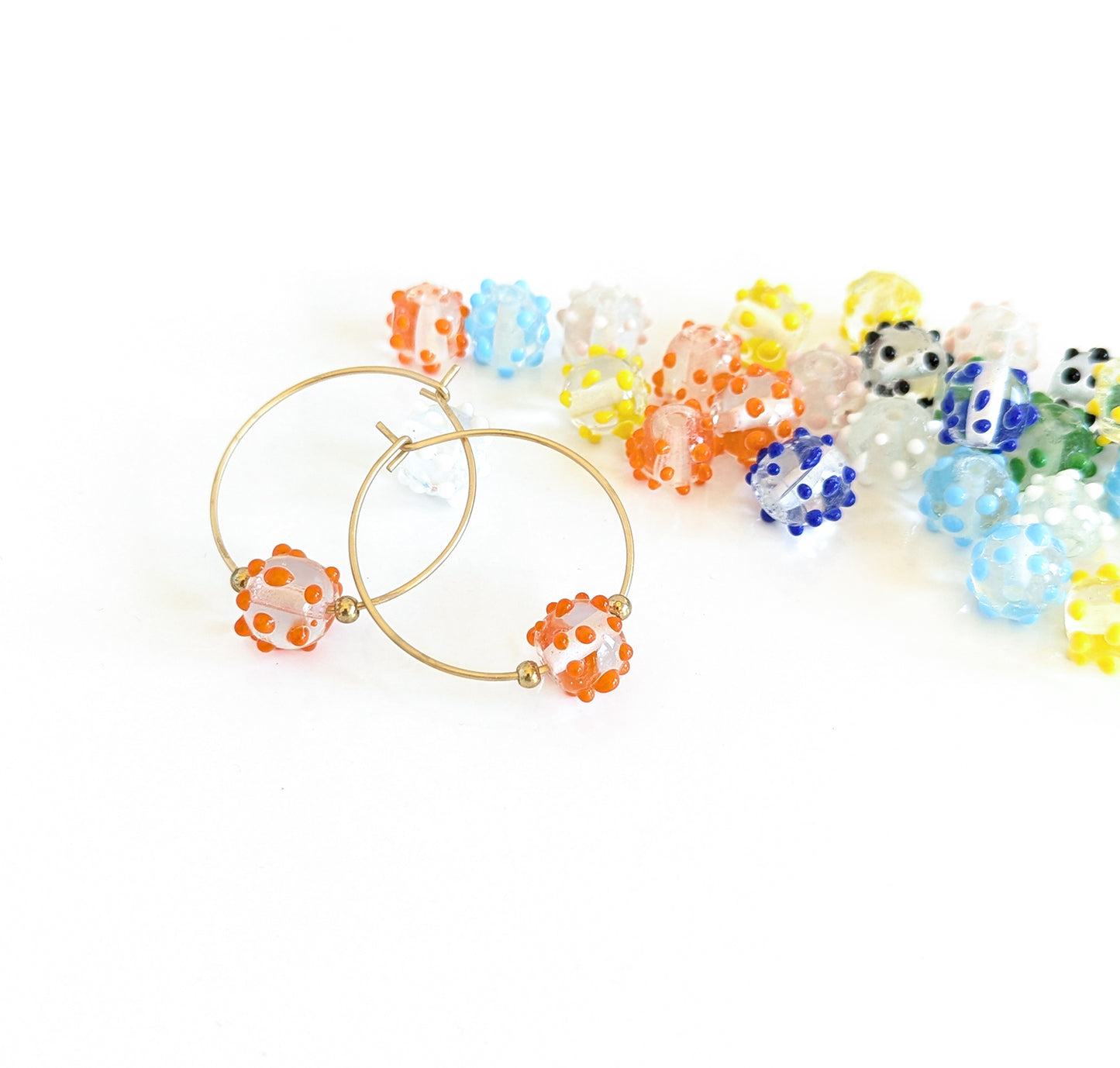 Dotted Glass Hoop Earrings
