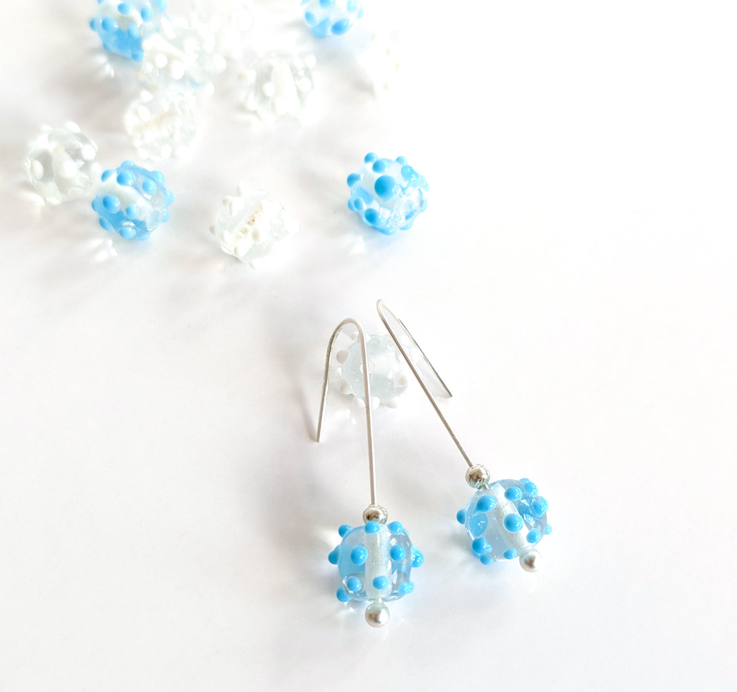 Dotted Glass Hook Earrings