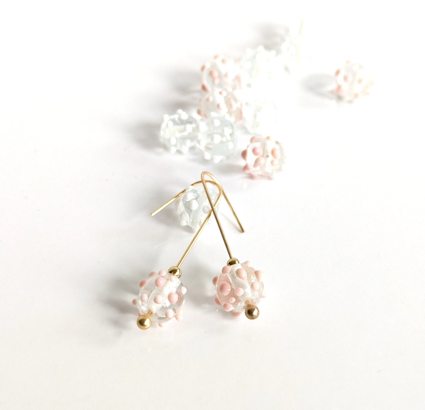 Dotted Glass Hook Earrings