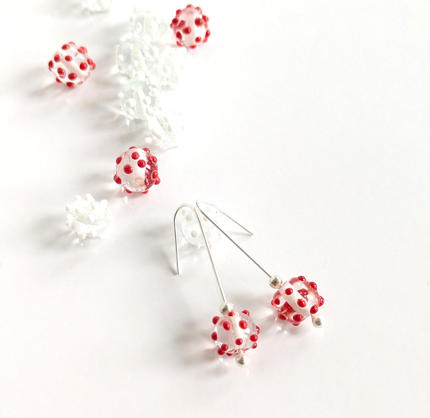 Dotted Glass Hook Earrings