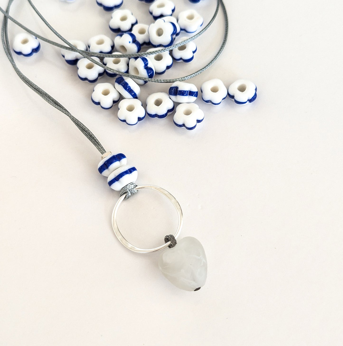 Resin Heart and Pumpkin Glass Necklace