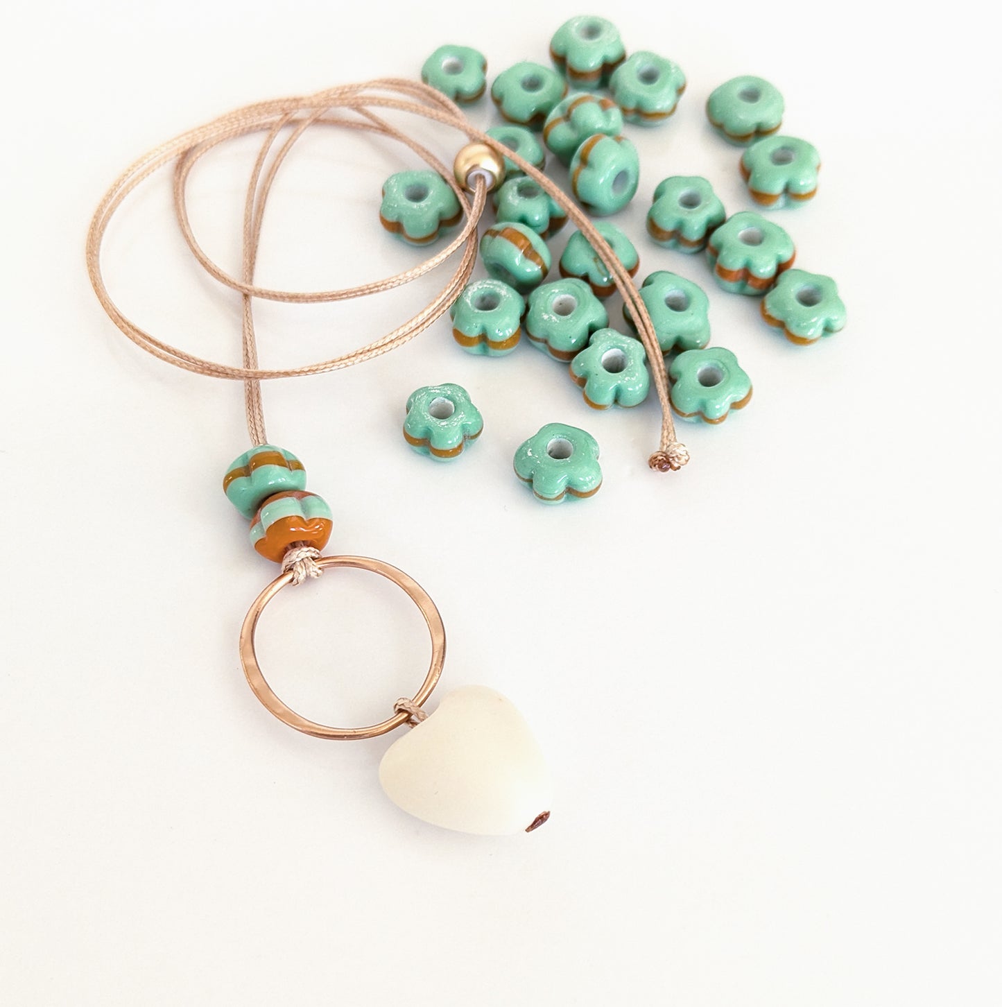 Resin Heart and Pumpkin Glass Necklace
