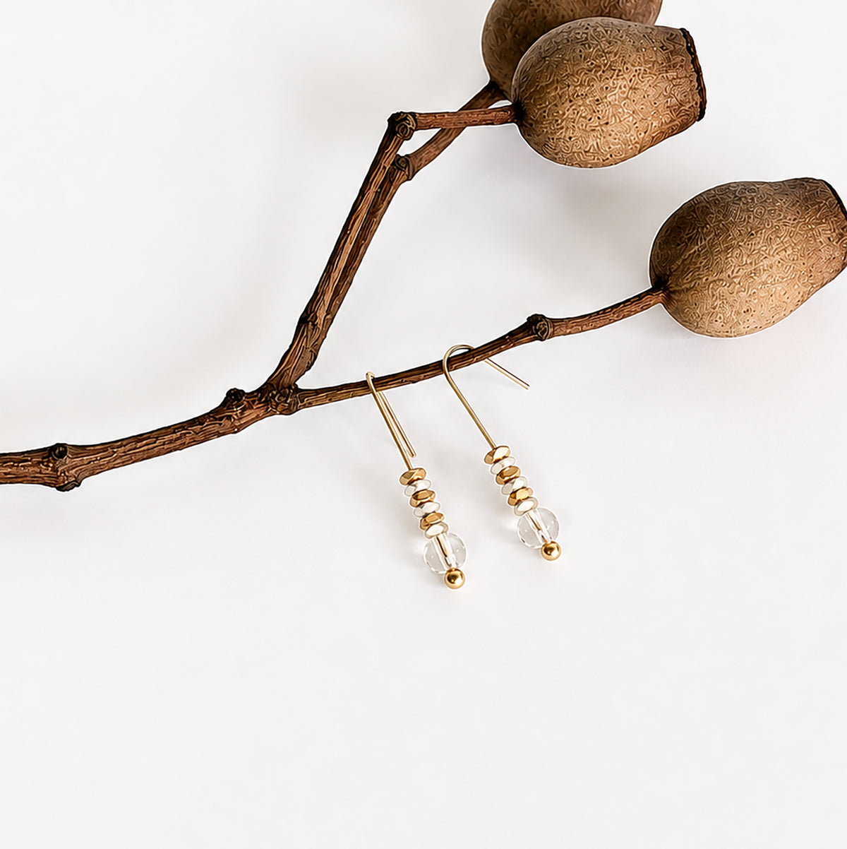 CRYSTAL CLEAR GLASS HOOK EARRINGS