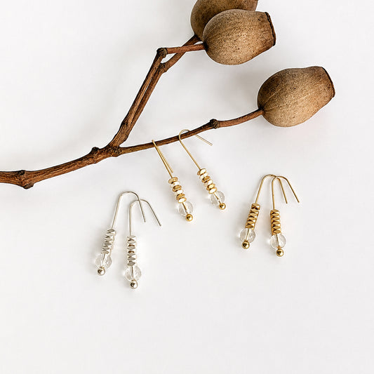 CRYSTAL CLEAR GLASS HOOK EARRINGS