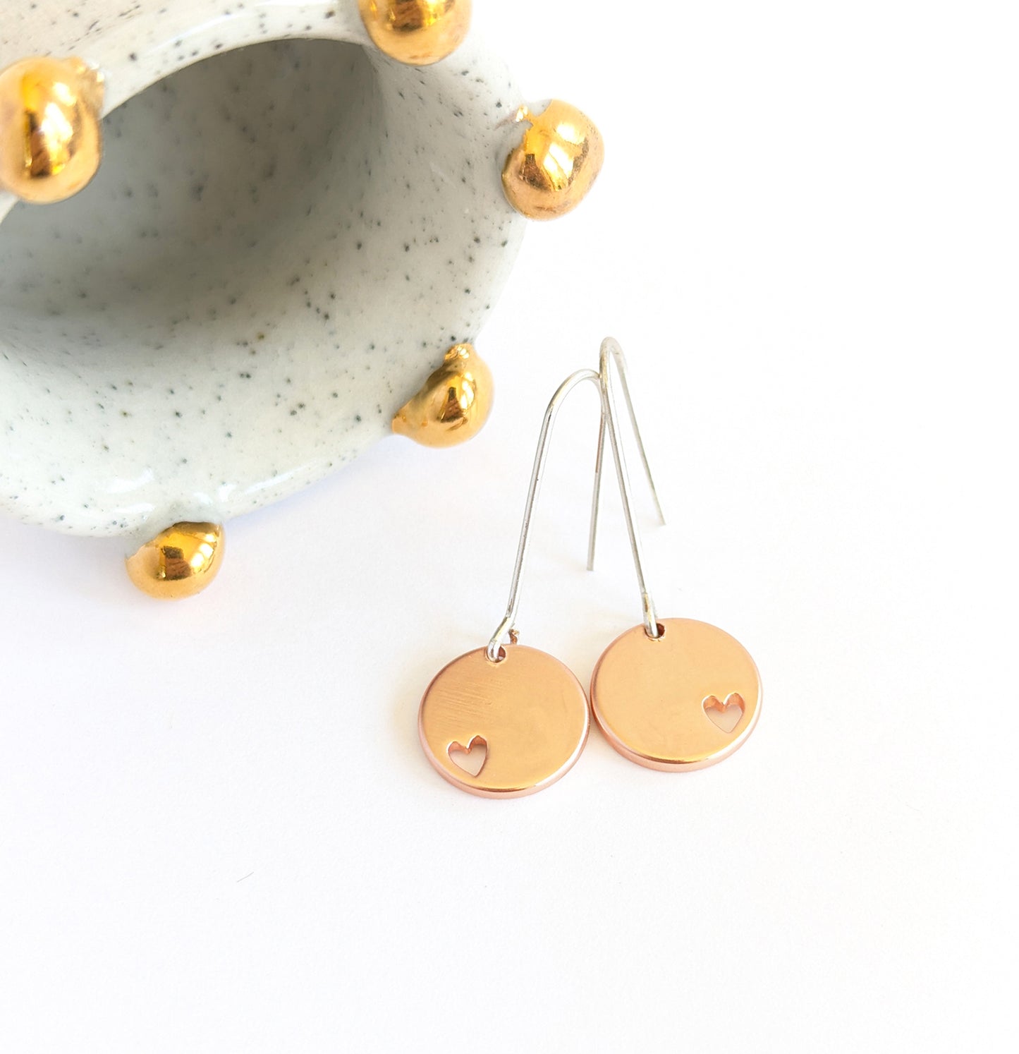 Void Heart Disc Short Hook Earrings