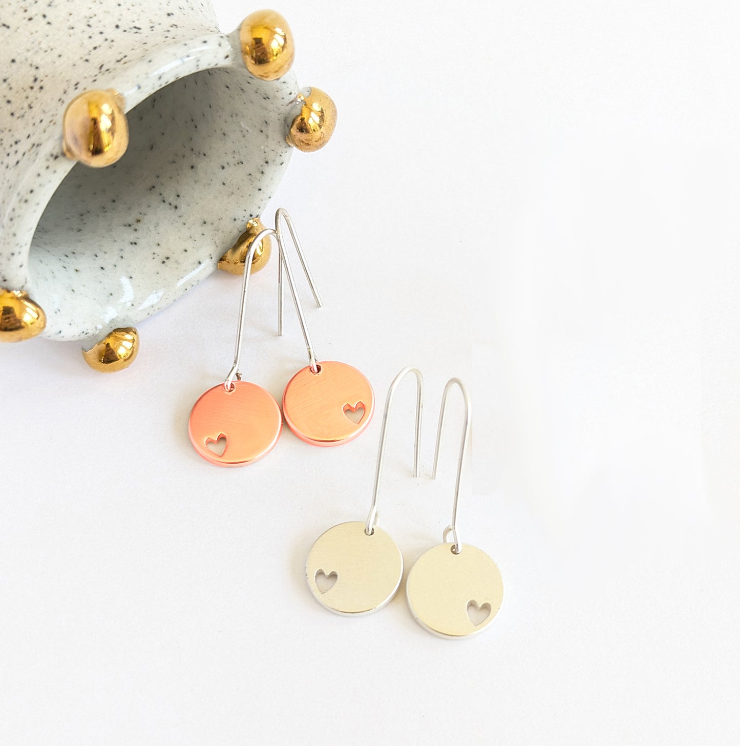 Void Heart Disc Short Hook Earrings