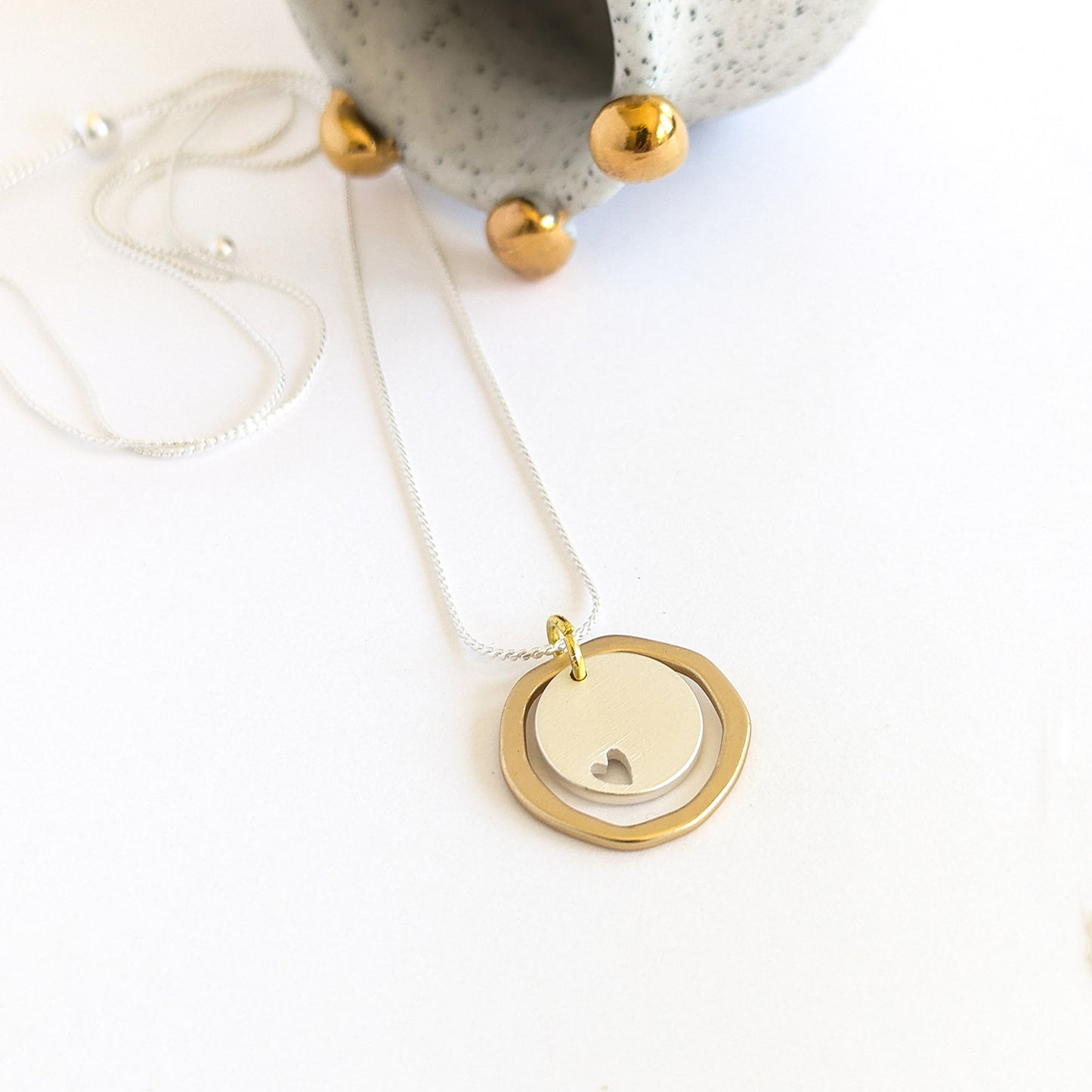 Void Heart Disc + Ring Chain necklaces