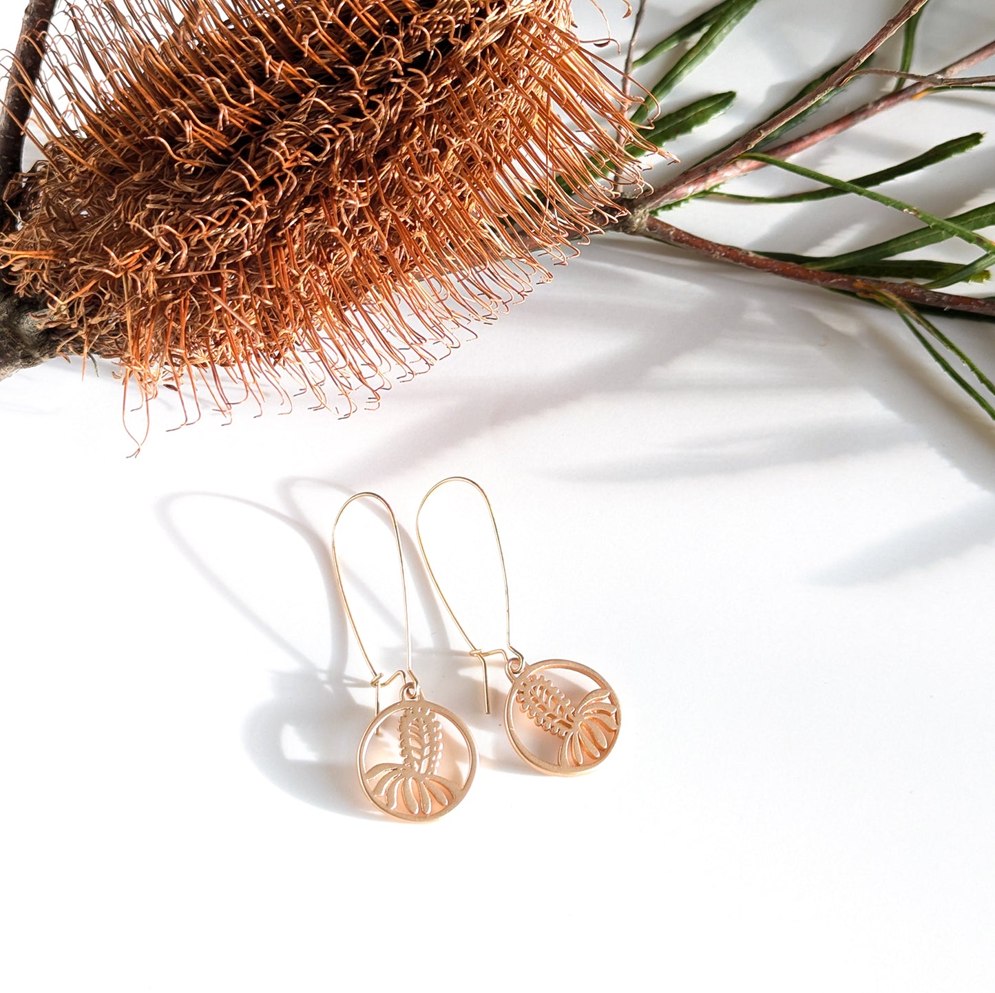 Banksia charm catch back hook earring