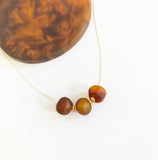 Triple Resin Tortoise Shell Bead Chain Necklace