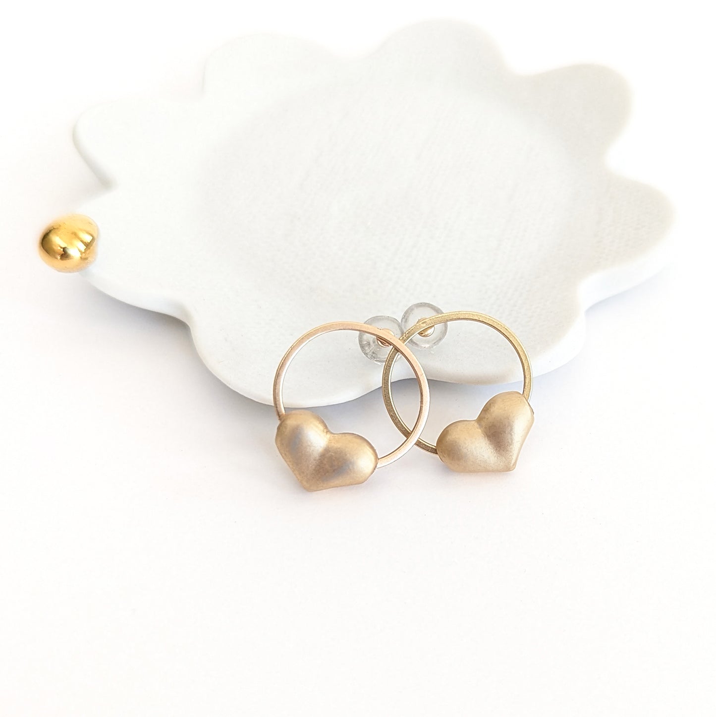 Rounded Heart Stud Earrings