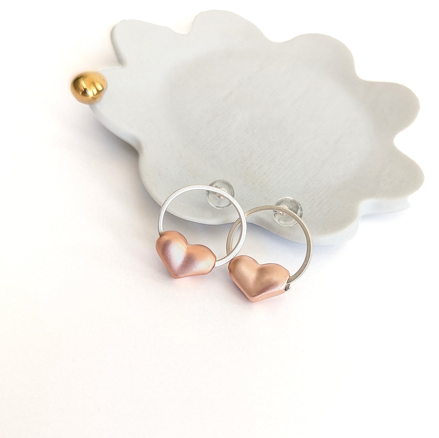 Rounded Heart Stud Earrings