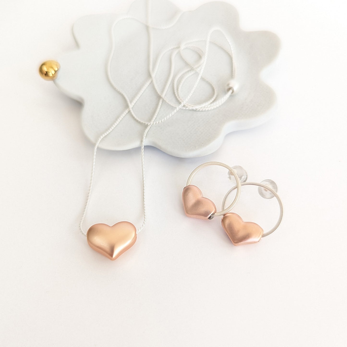 Rounded Heart Stud Earrings