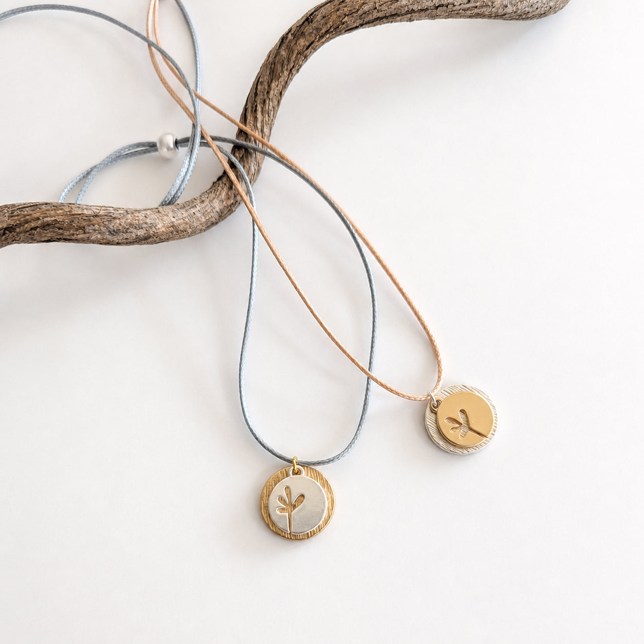 Seedling disc & scratch disc cord necklace