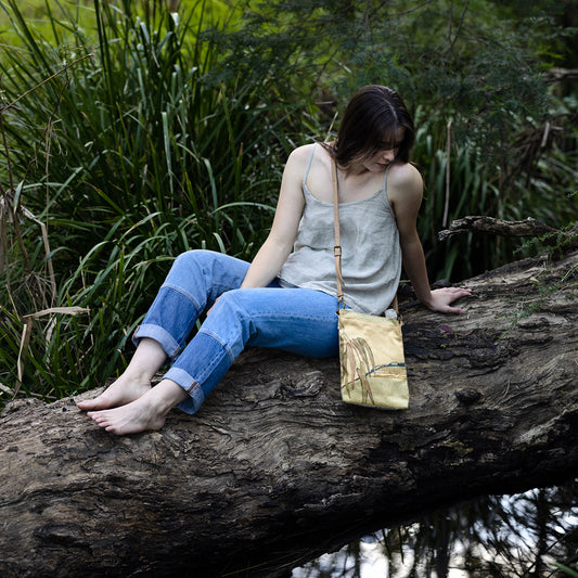 Falling Leaves Cross Body Linen Bag