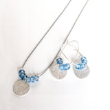 Coloured glass beads disc hoop earrings