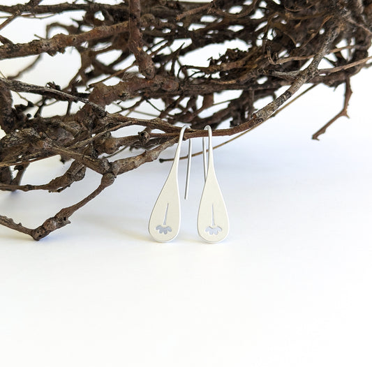 flower stem cut-out earring