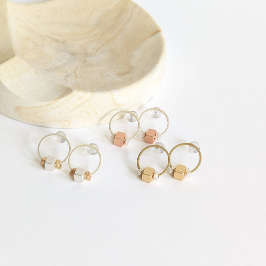 Circle Stud  and Square Bead Feature and Spacer Beads